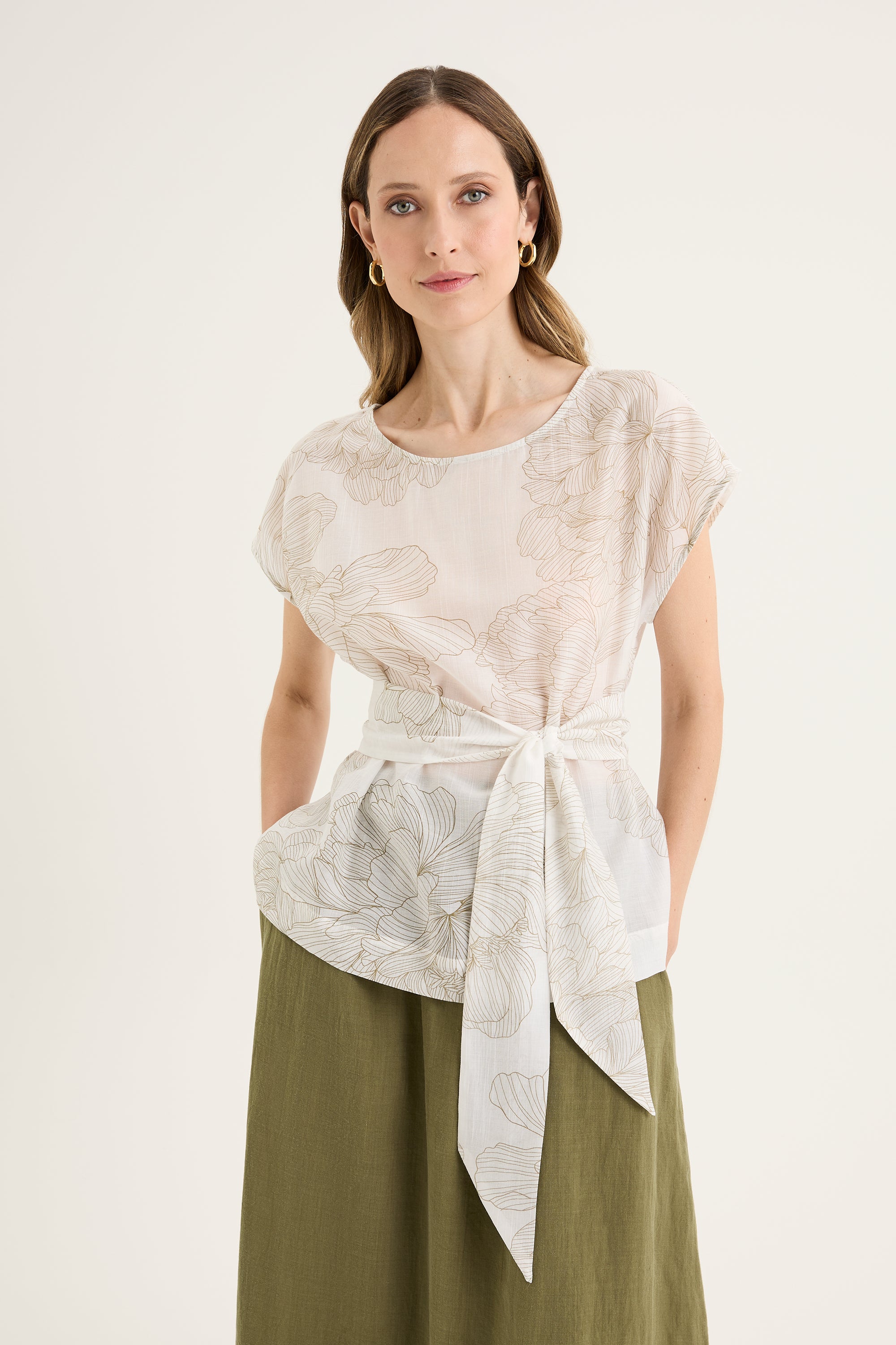 Line Rose Top Womens Rose Top in Rose Print | Yarra Trail – Yarra Trail Australia