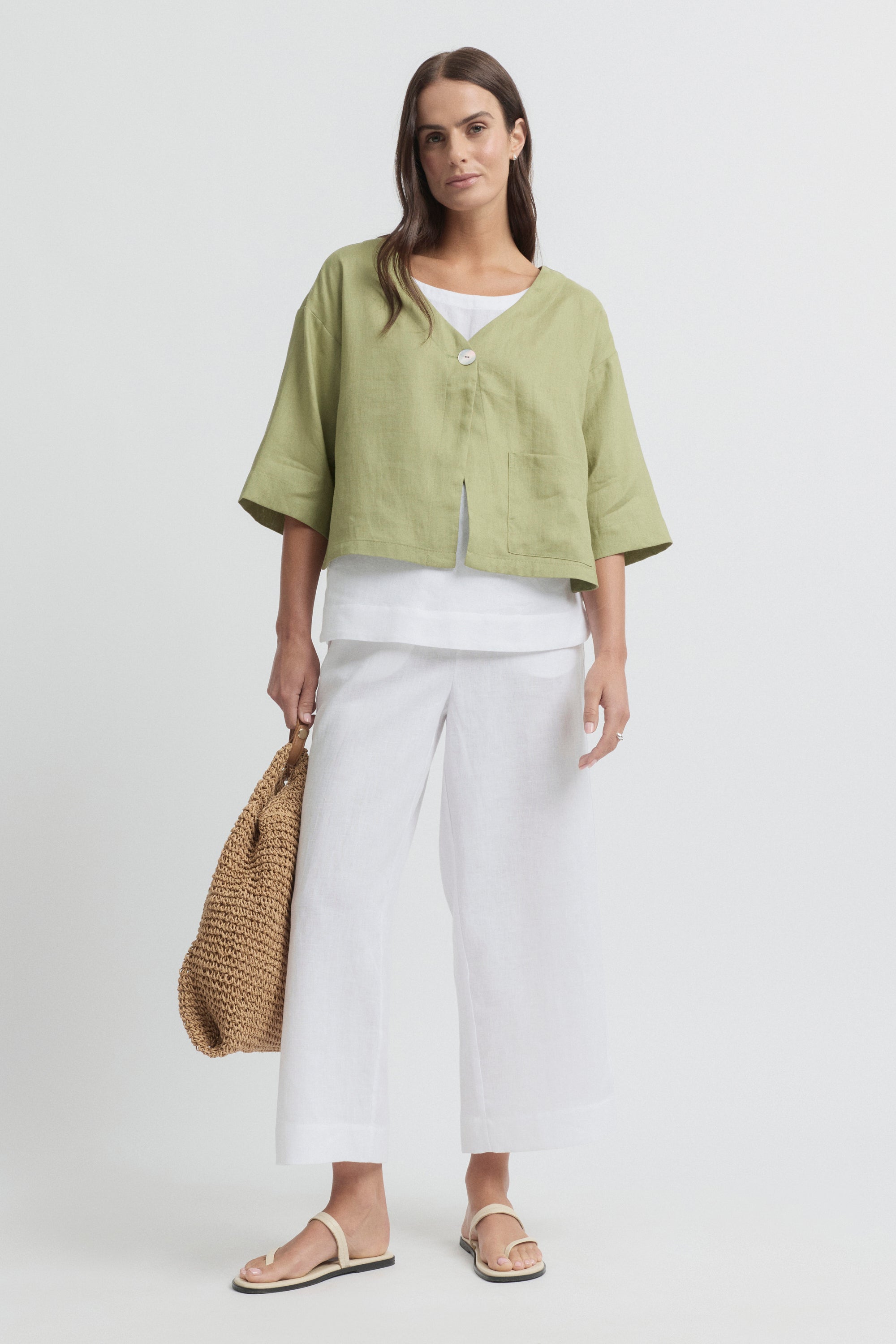 Tirari Short Sleeve Linen Shacket