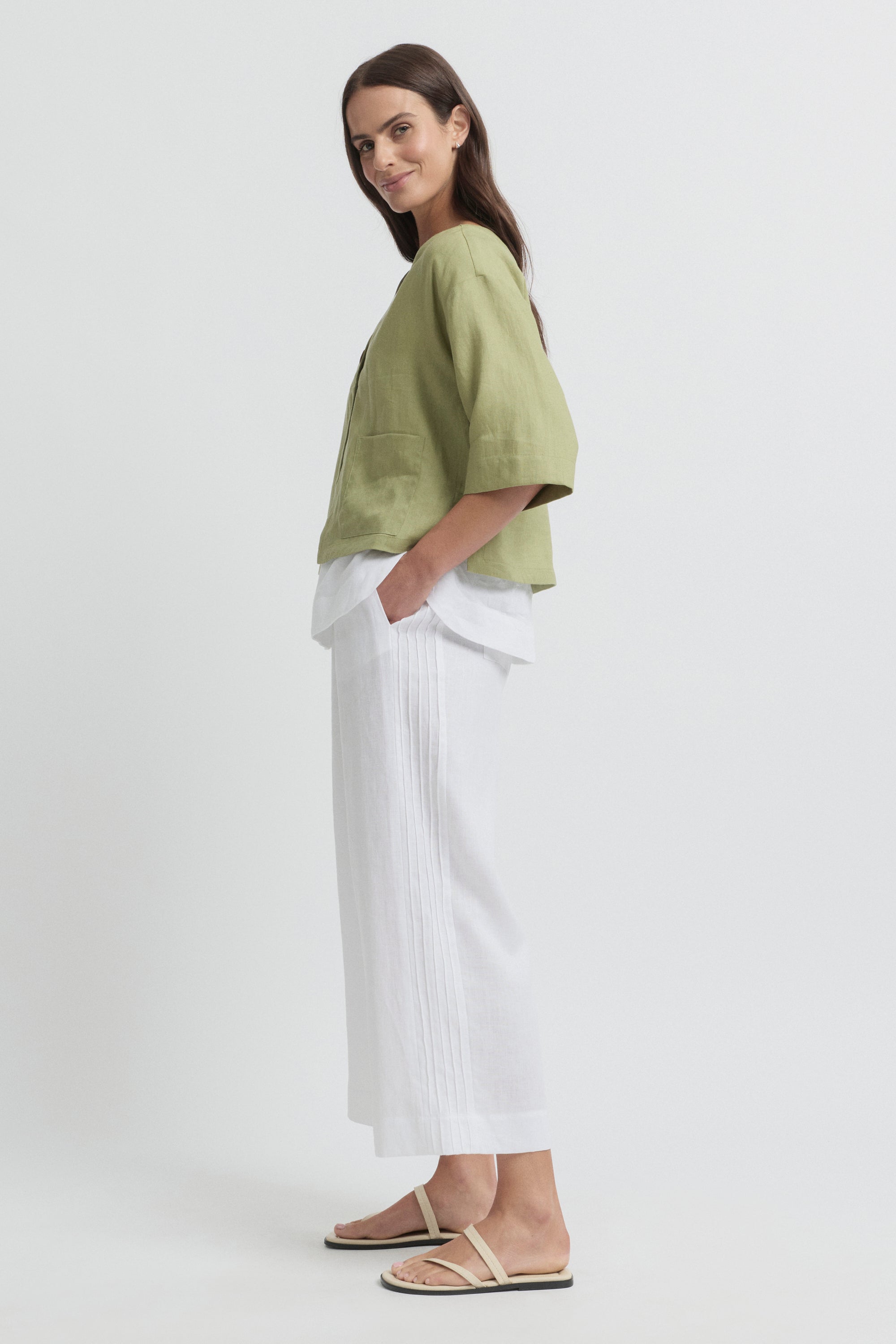 Tirari Short Sleeve Linen Shacket