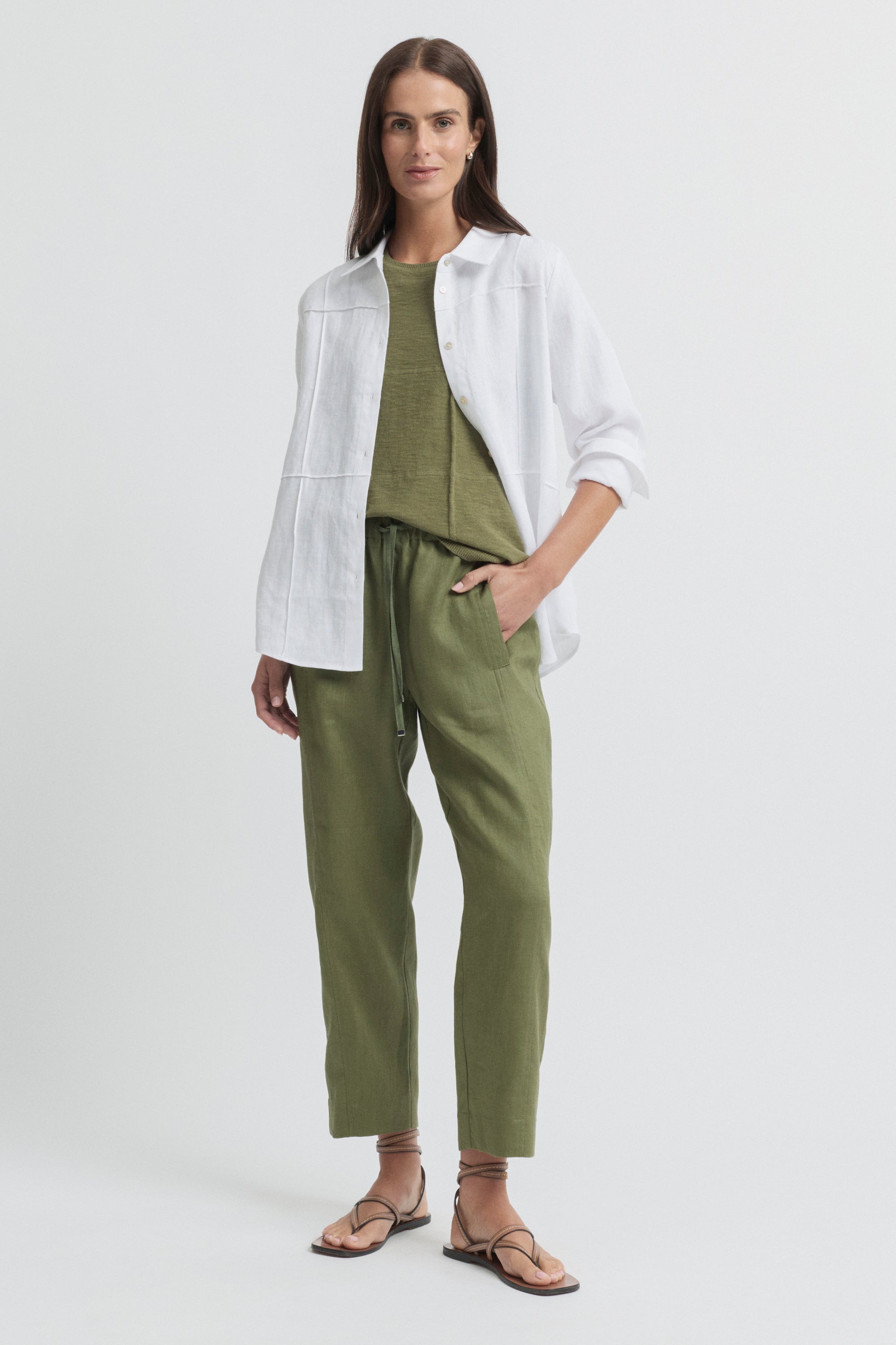 Tirari Slim Leg Linen Pant