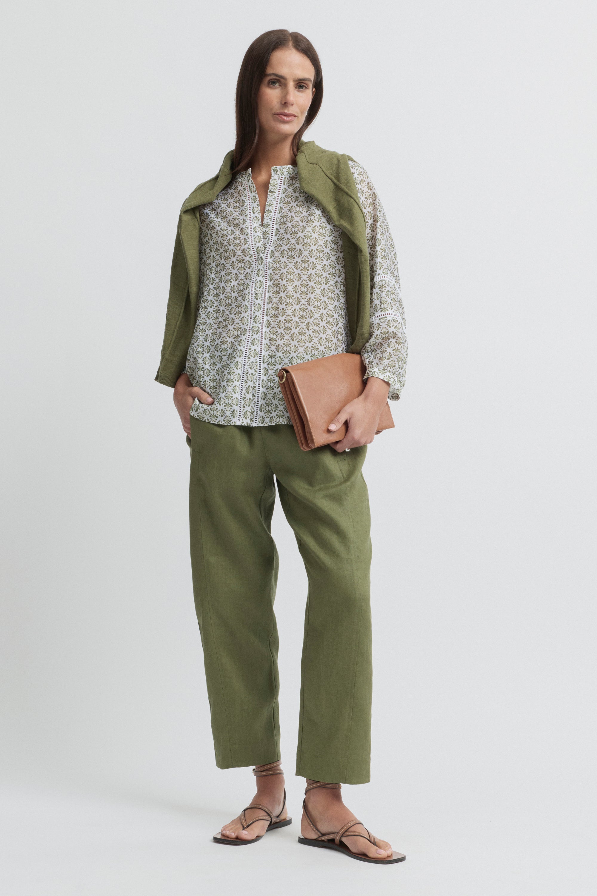 Tirari Slim Leg Linen Pant