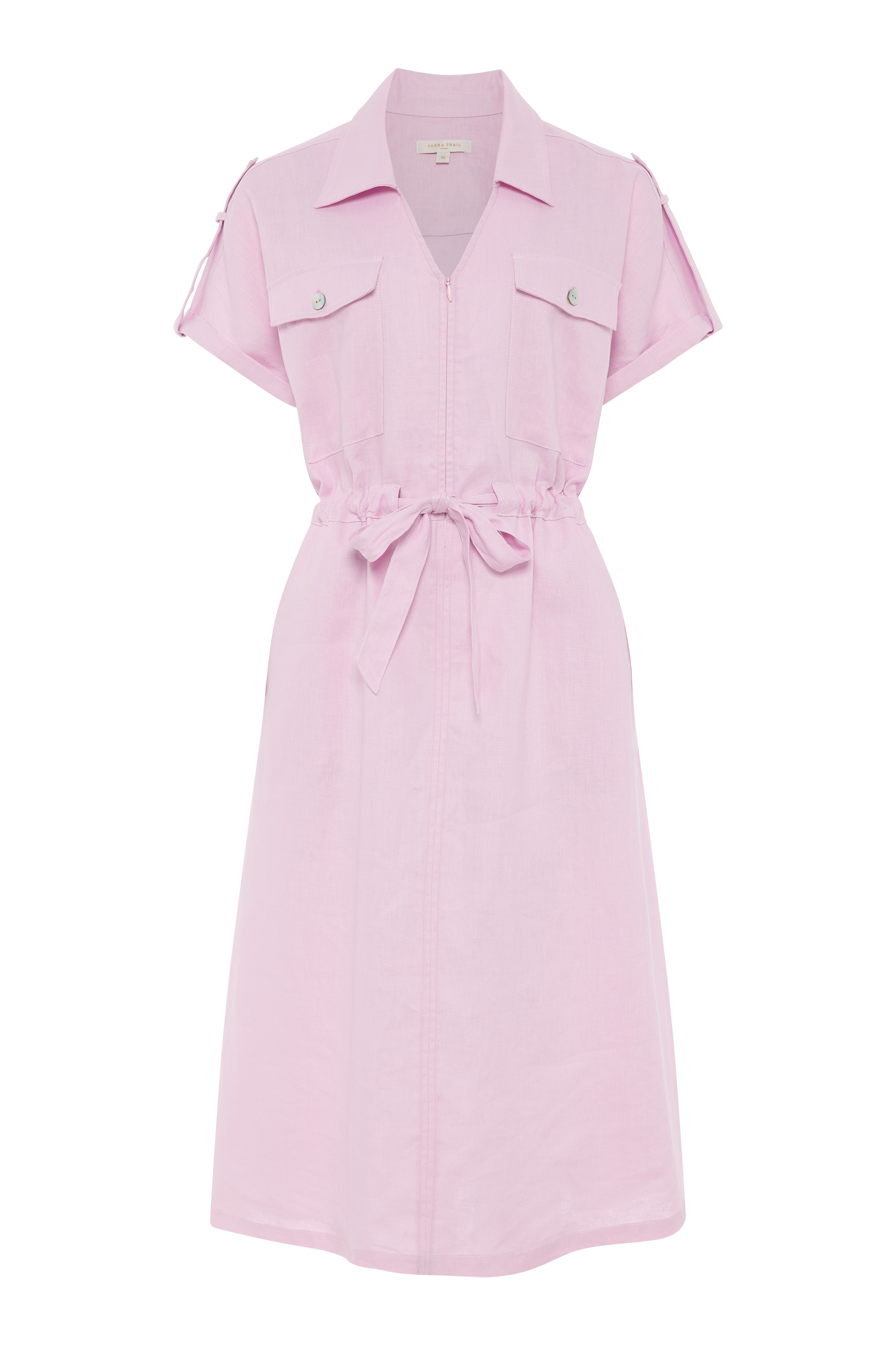 Tirari Utility Zip Font Linen Dress