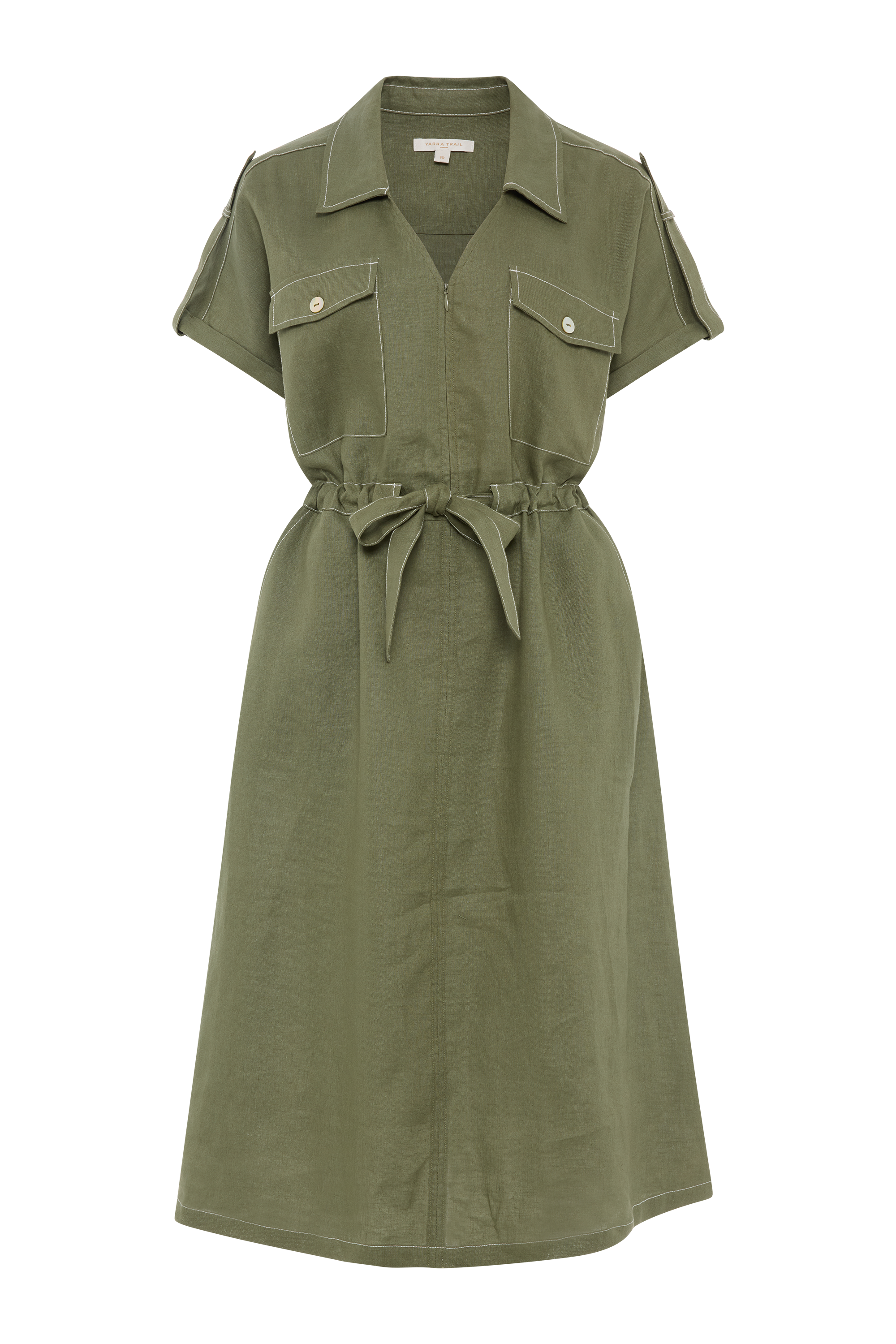 Tirari Utility Zip Font Linen Dress